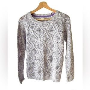 Sonoma Cable Knit Purple‎ and White Heather Sweater